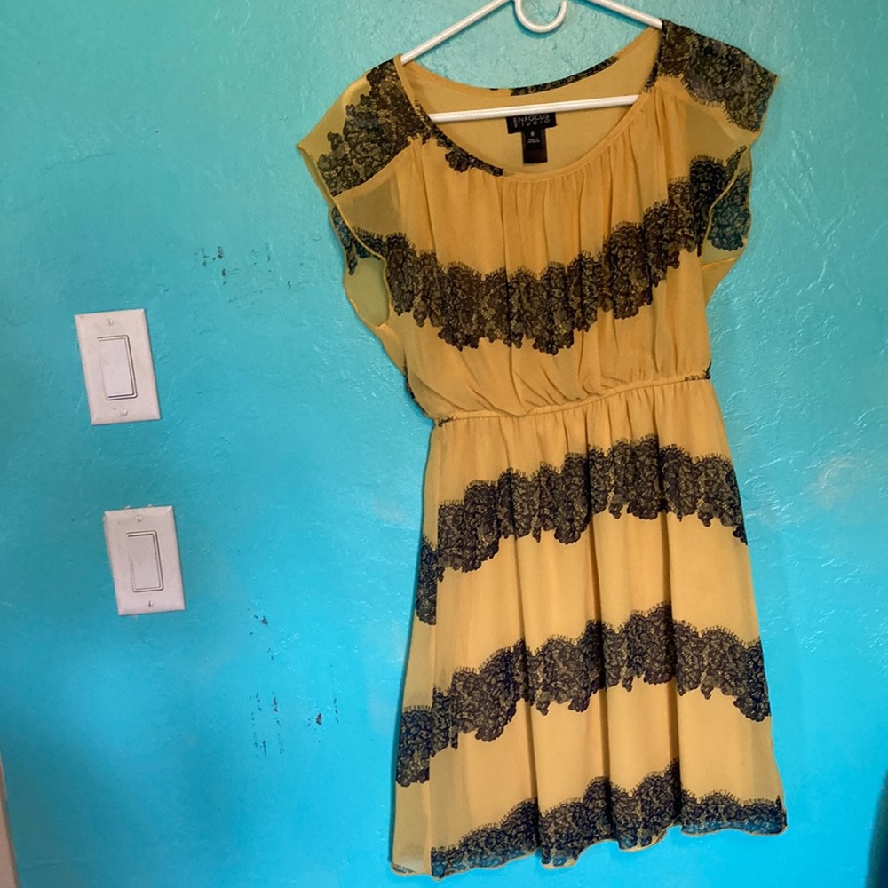 Yellow and navy dress